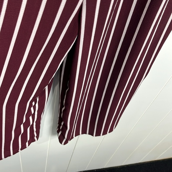 Ambiance Womens Jumpsuit M Burgundy/Cream Stretch Waist Adj Straps Wide Leg EUC - Picture 5 of 12